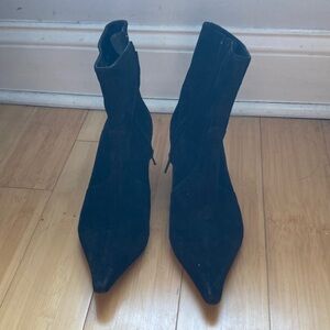 Pointed Toe Black Suede Boots